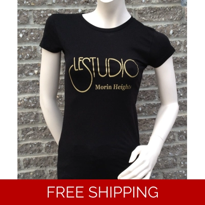 Girlie Black Round-Neck Gold Front Logo M/H